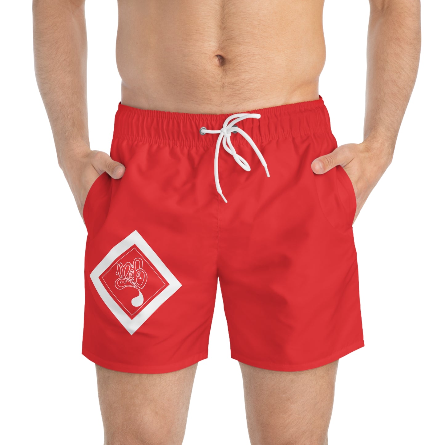 Vibrant Red Swim Trunks for Summer Fun, Beachwear, Pool Parties, Vacation Essentials, Gift for Him