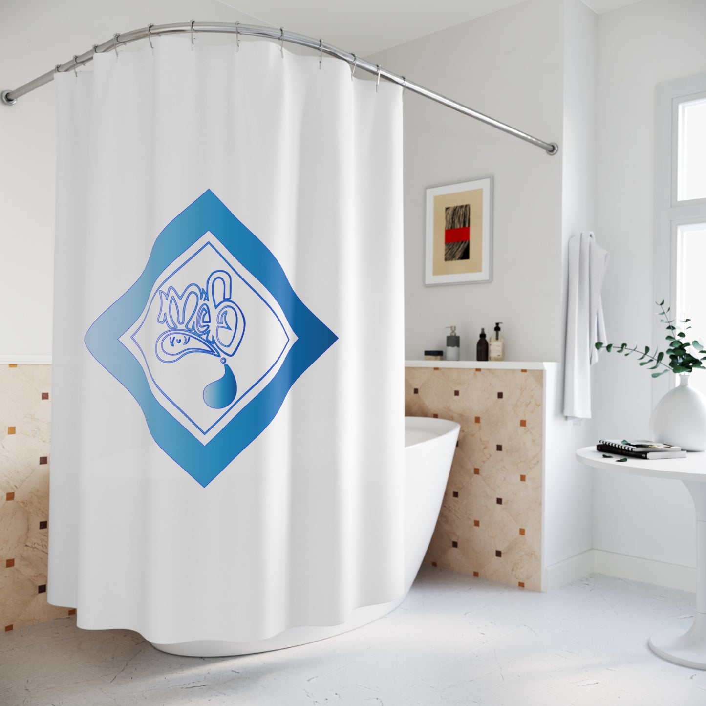 Stylish Blue Shower Curtain - Modern Bathroom Decor, Nautical Theme, Home Upgrade, Gift for Housewarming, Coastal Living