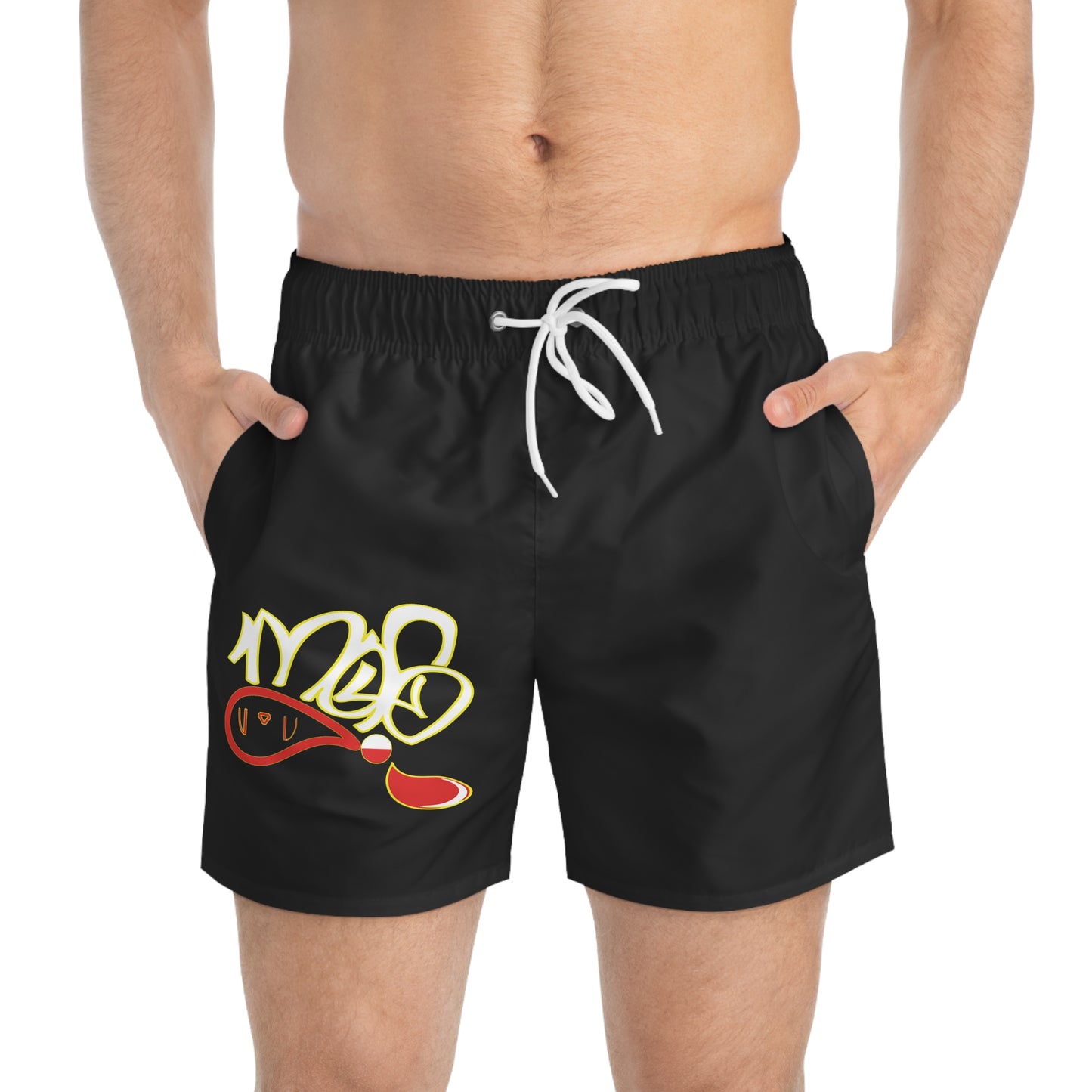 Trendy Graphic Swim Trunks for Summer Fun, Beachwear, Pool Party Attire, Casual Swim Shorts, Vacation Essentials