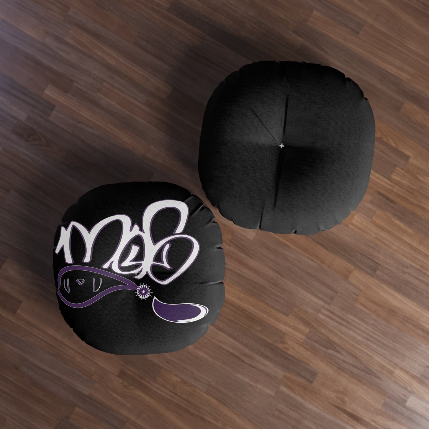 Round Tufted Floor Pillow - Cozy Black Decorative Cushion for Home, Modern Living Room, Boho Decor, Relaxation, Gift Idea