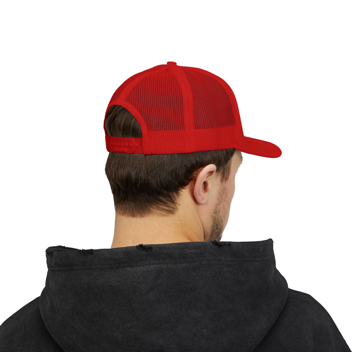 Red Snapback Trucker Cap with Unique Design, Casual Hat for Sports, Outdoors, Festivals, Gifts, Fashion Statement