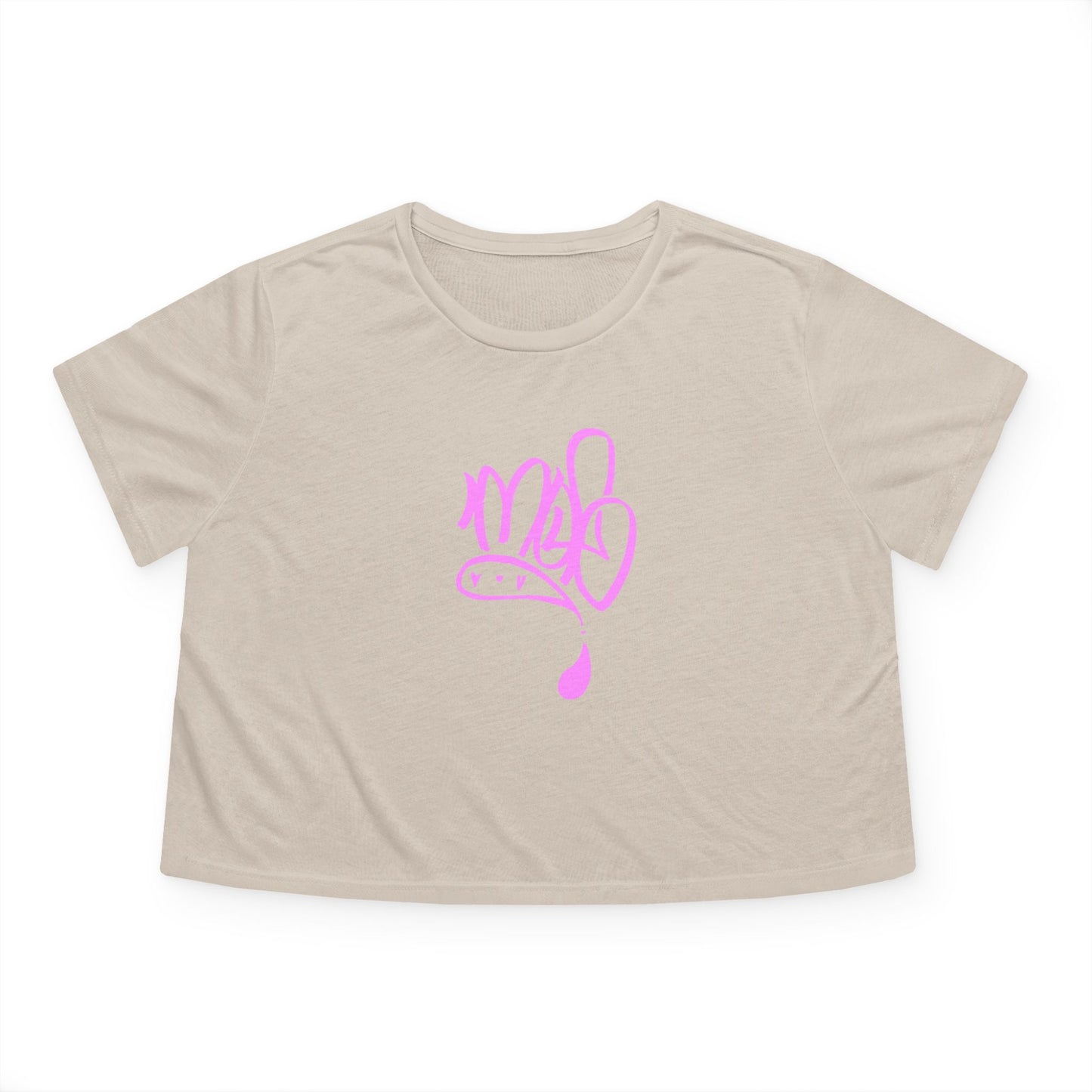 Stylish Women's Flowy Cropped Tee with Pink Design, Casual Wear, Summer Top, Gift for Her, Beach Style, Everyday Comfort