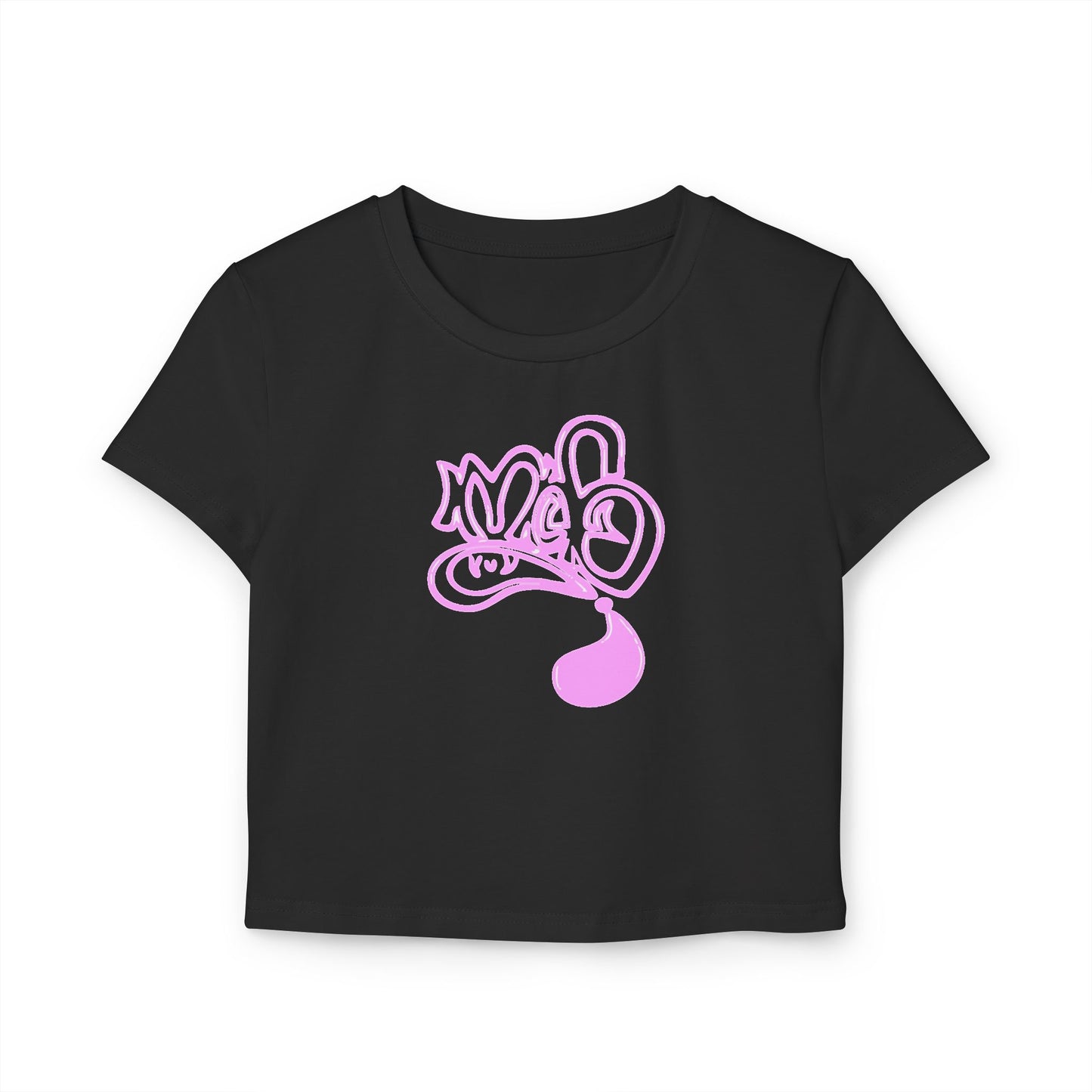Trendy Women's Baby Tee with Whimsical Pink Design, Casual Summer Top, Statement Tee, Gift for Friends, Cute Cropped Tee