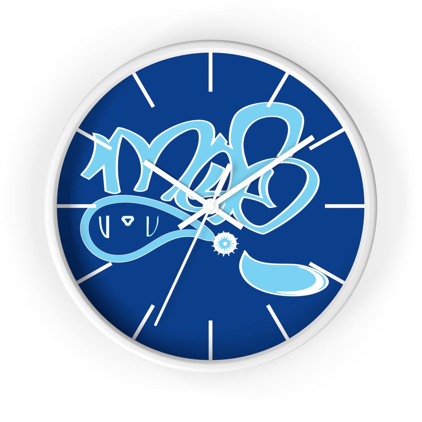 Blue Graffiti Style Wall Clock, Modern Home Decor, Unique Gift for Him or Her, Fun Office Accessory, Kids Room Wall Art, Graffiti Wall Clock