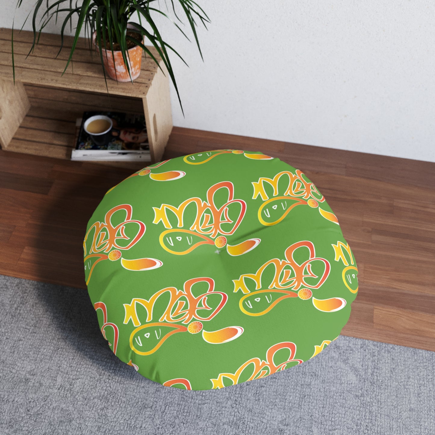 Vibrant Tufted Floor Pillow for Cozy Spaces, Bohemian Decor, Lounge Cushion, Round Cushion, Gift for Home