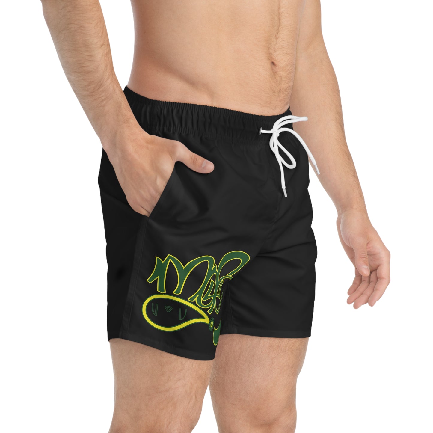Stylish Graffiti Swim Trunks, Summer Beachwear, Vacation Attire, Pool Party Essentials, Gift for Him