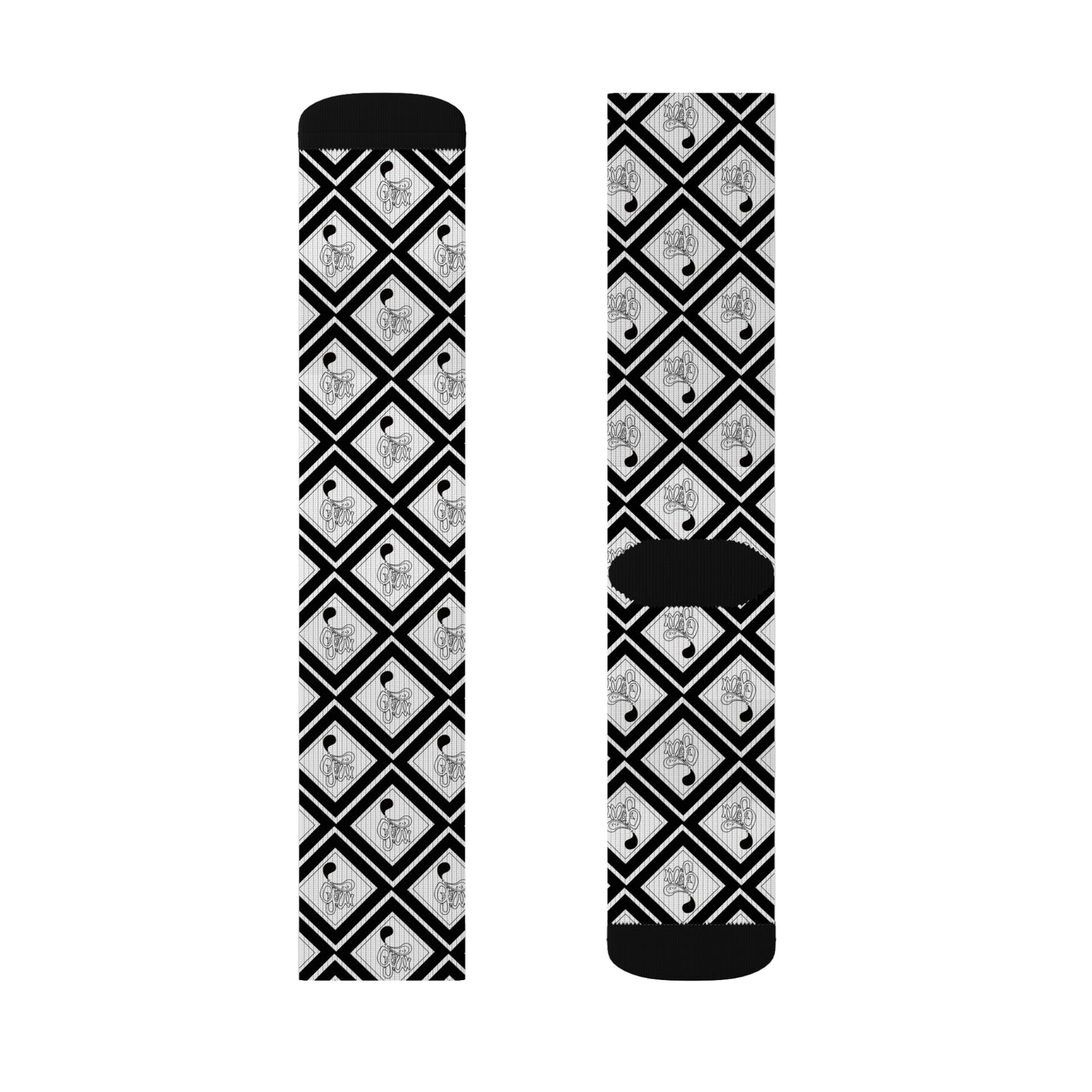 Stylish Sublimation Socks, Unique Gift for Her, Cozy Black and White Patterned Socks, Fun Fashion Accessories, Trendy Sock Designs