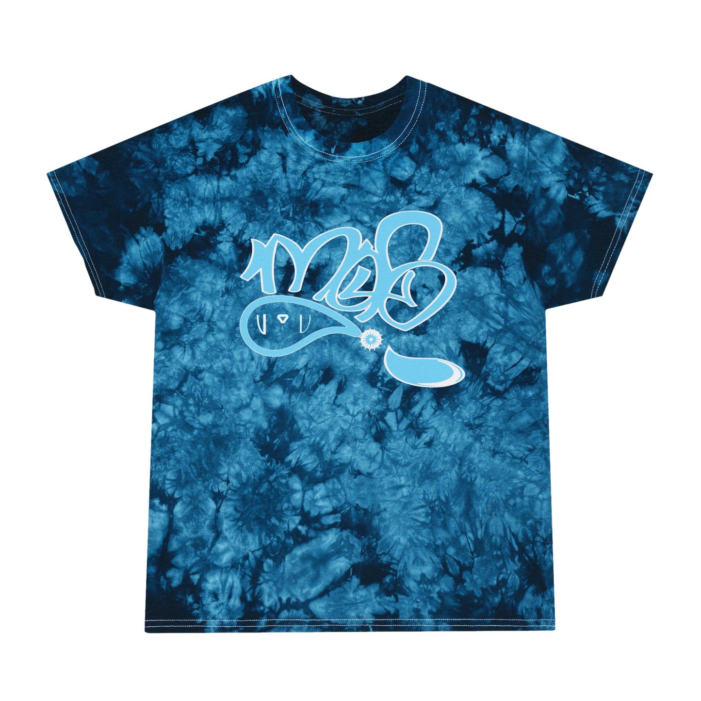 Crystal Tie-Dye Tee, Relaxed Unisex Summer Shirt, Festival Outfit, Gift for Trendy Friends, Casual Wear, Blue Tie-Dye T-Shirt