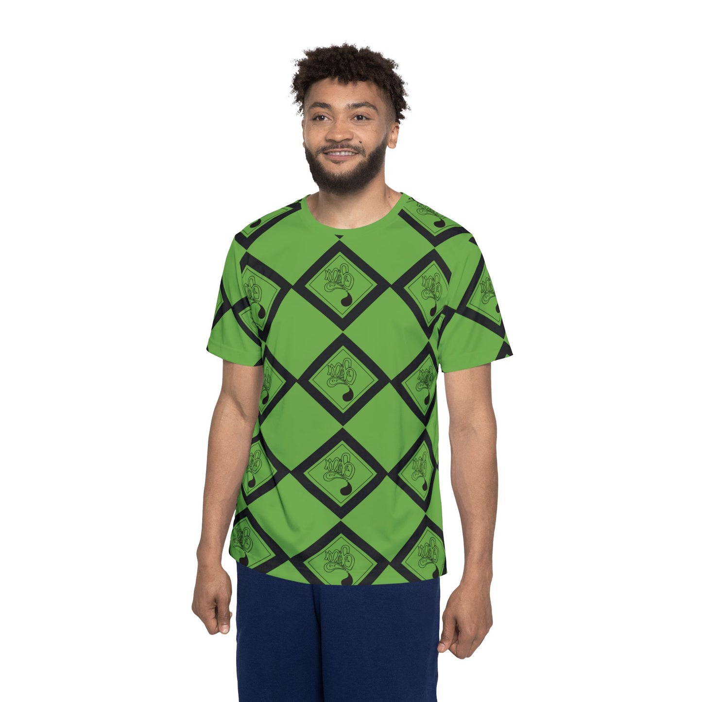 Men's Sports Jersey - Vibrant Green Diamond Pattern Tee, Athletic Wear, Casual Sports Top, Unique Gift for Gamers, Summer Style