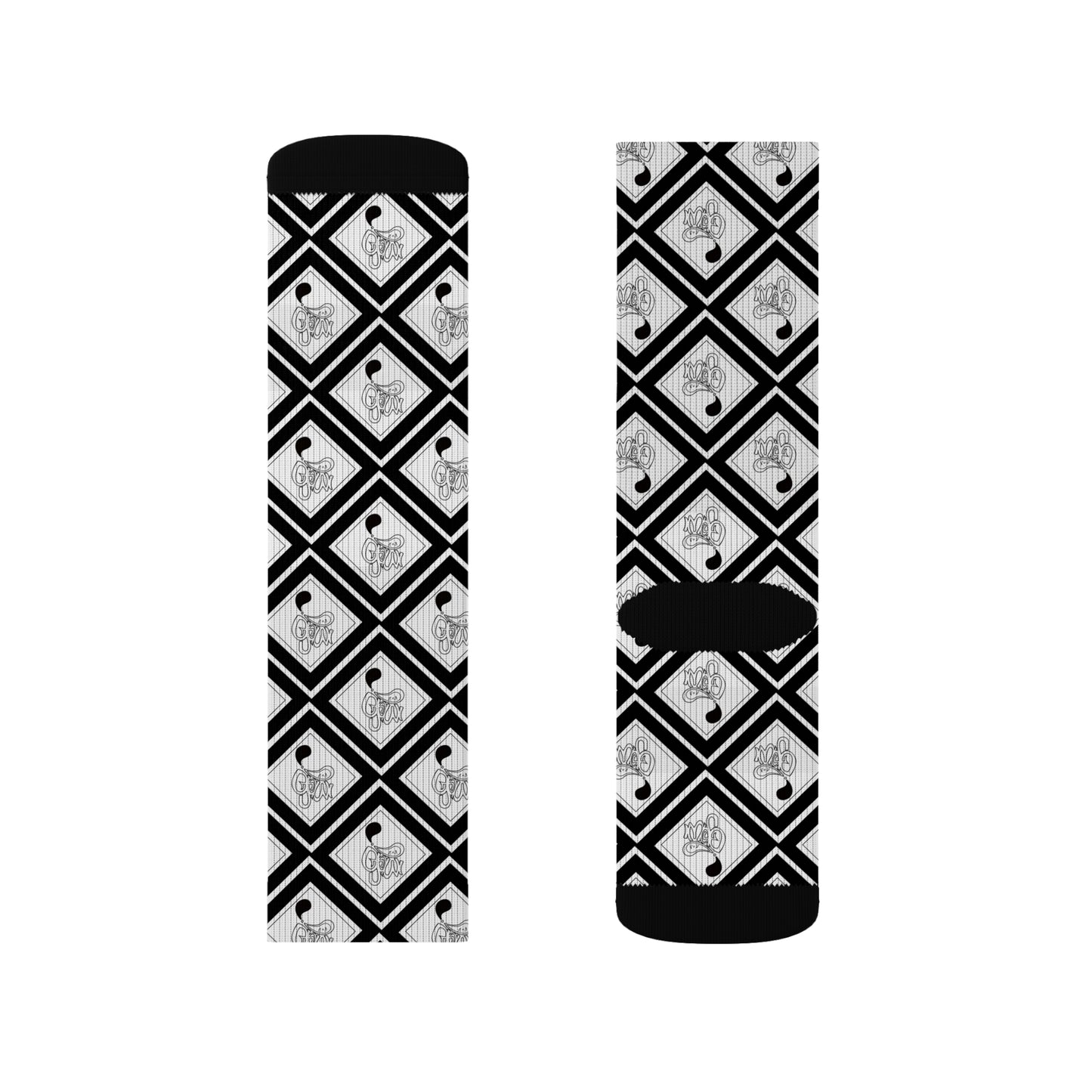 Stylish Sublimation Socks, Unique Gift for Her, Cozy Black and White Patterned Socks, Fun Fashion Accessories, Trendy Sock Designs