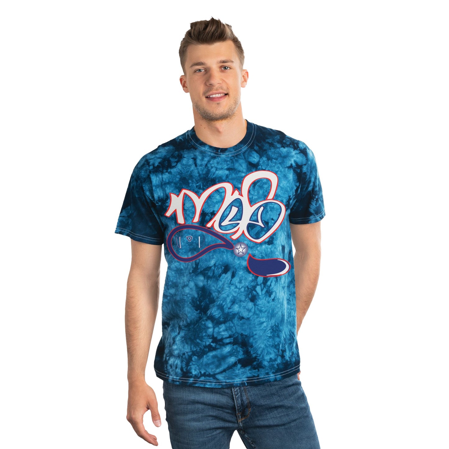 Crystal Tie-Dye Tee, Casual Style, Vintage Vibe, Unisex Summer Shirt, Great for Festivals and Relaxing Days