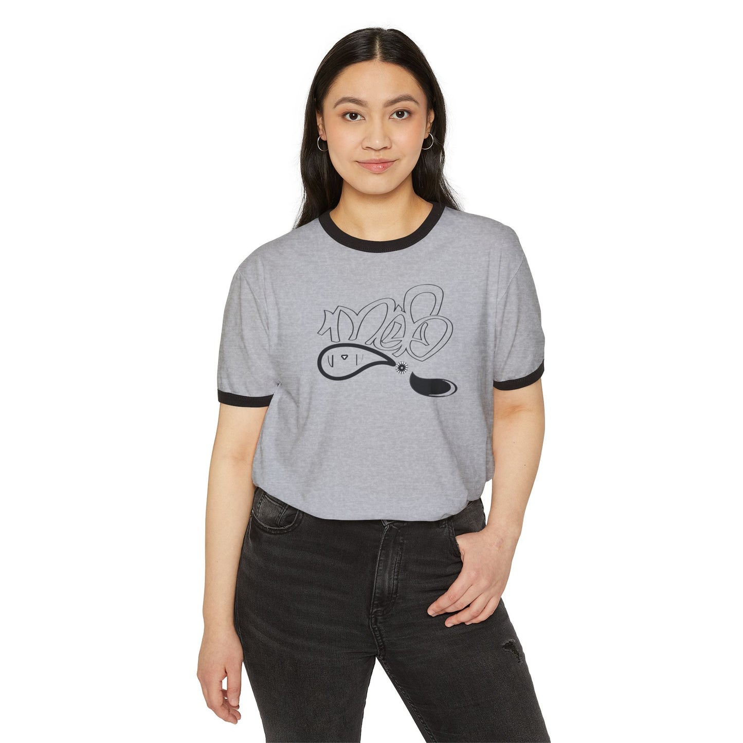 Graffiti-Inspired Unisex Cotton Ringer T-Shirt, Streetwear Style Tee, Casual Graphic Tee, Gift for Art Lovers, Urban Fashion T-Shirt