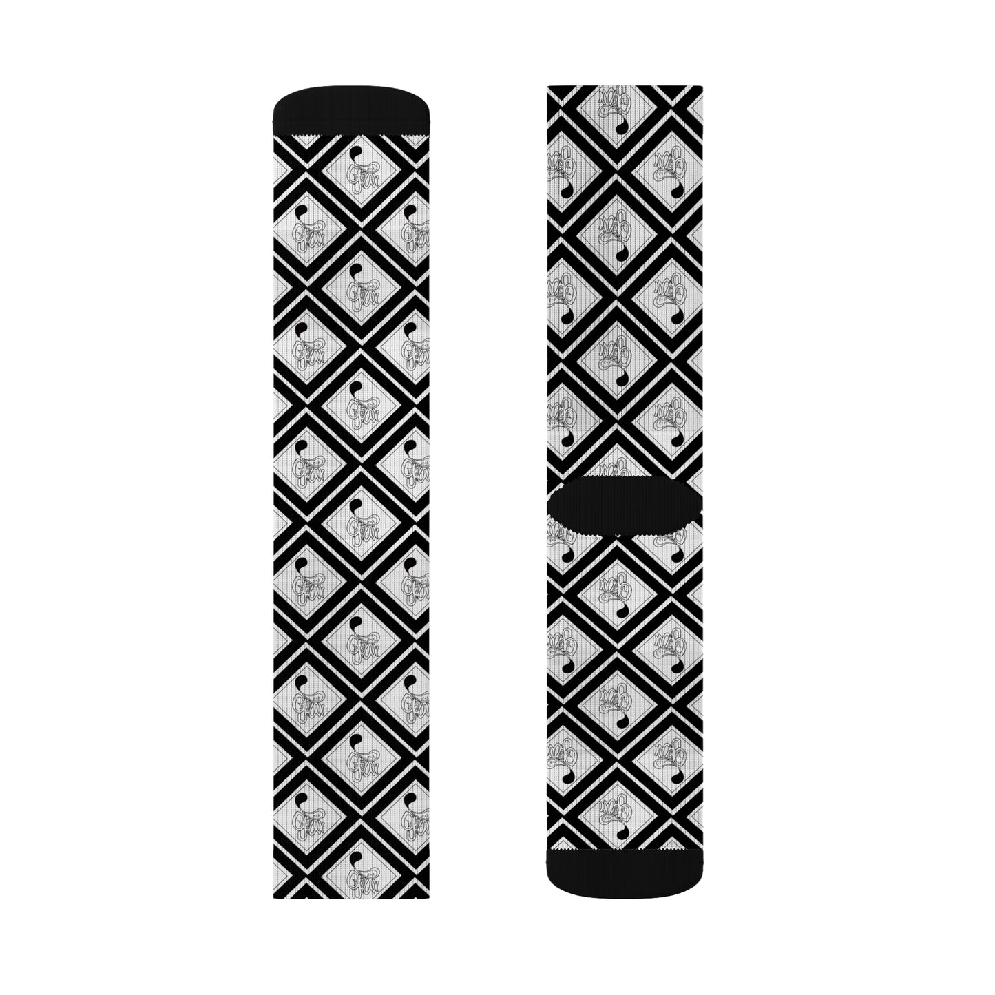 Stylish Sublimation Socks, Unique Gift for Her, Cozy Black and White Patterned Socks, Fun Fashion Accessories, Trendy Sock Designs