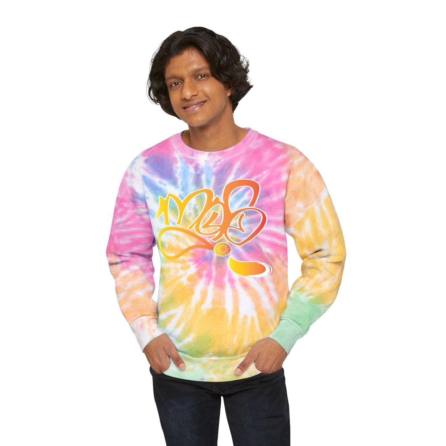 Colorful Tie-Dye Unisex Sweatshirt, Vibrant Casual Wear, Perfect for Festivals, Spring Outfits, Gift for Teens