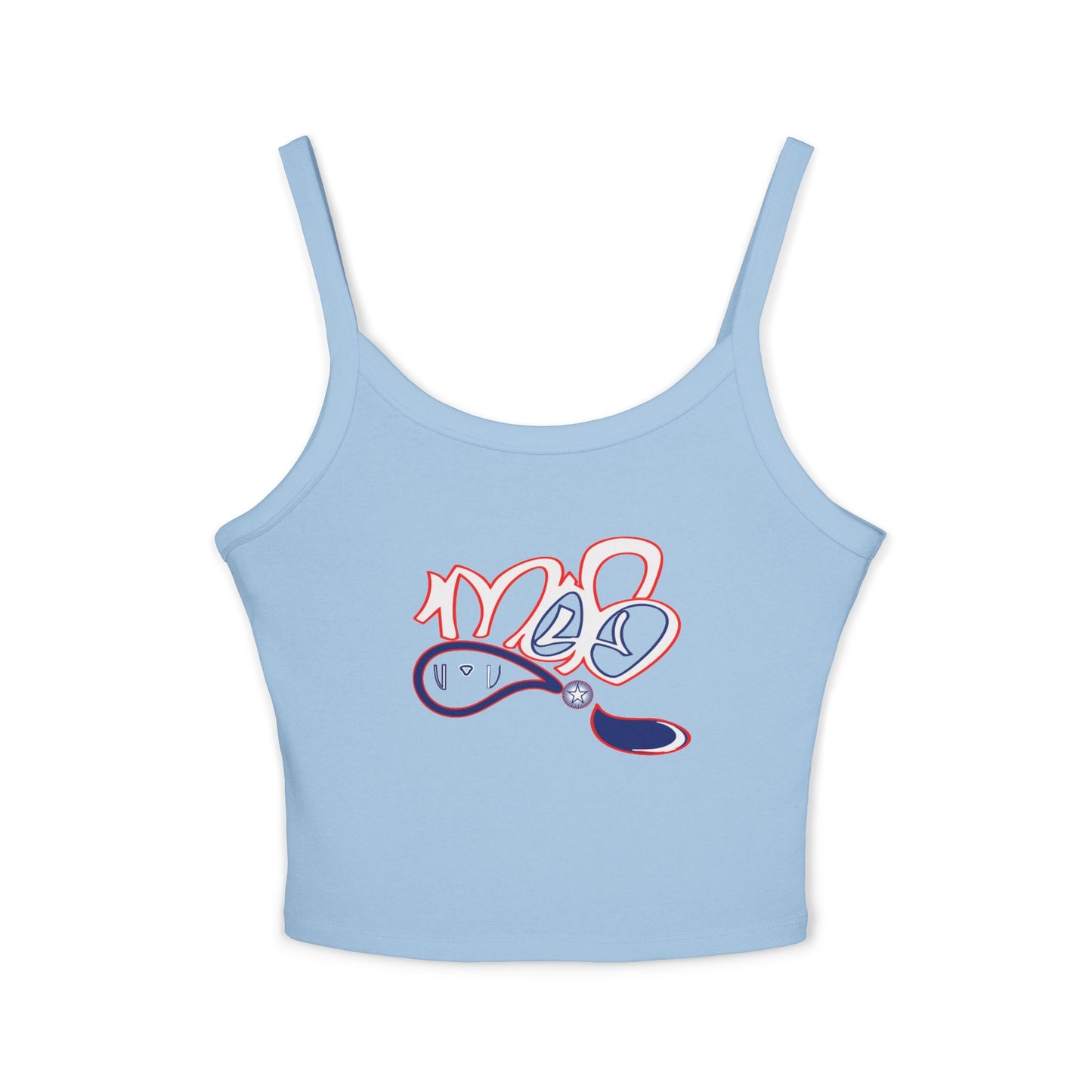 Chic Women's Spaghetti Strap Tank Top with Playful Design, Summer Essential, Beachwear, Casual Layering, Birthday Gift, Festival Fashion