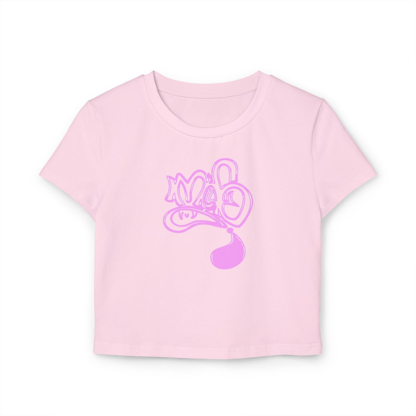 Trendy Women's Baby Tee with Whimsical Pink Design, Casual Summer Top, Statement Tee, Gift for Friends, Cute Cropped Tee