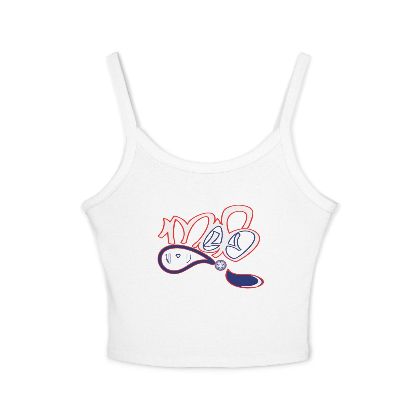 Chic Women's Spaghetti Strap Tank Top with Playful Design, Summer Essential, Beachwear, Casual Layering, Birthday Gift, Festival Fashion