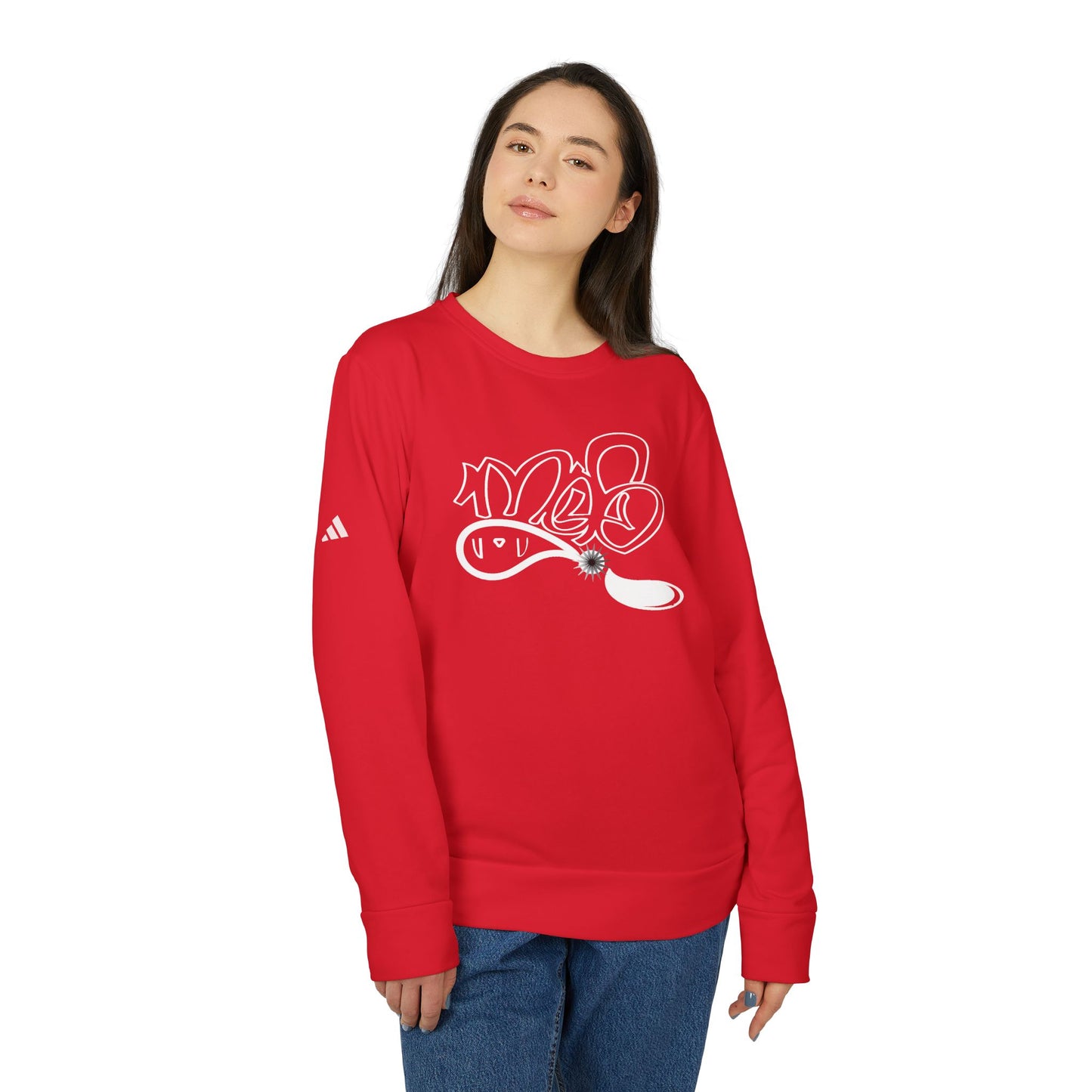 Adidas Graffiti Fleece Crewneck Sweatshirt, Cozy Unisex Casual Wear, Street Style Sweatshirt, Gift for him, Trendy Apparel, Everyday Comfort