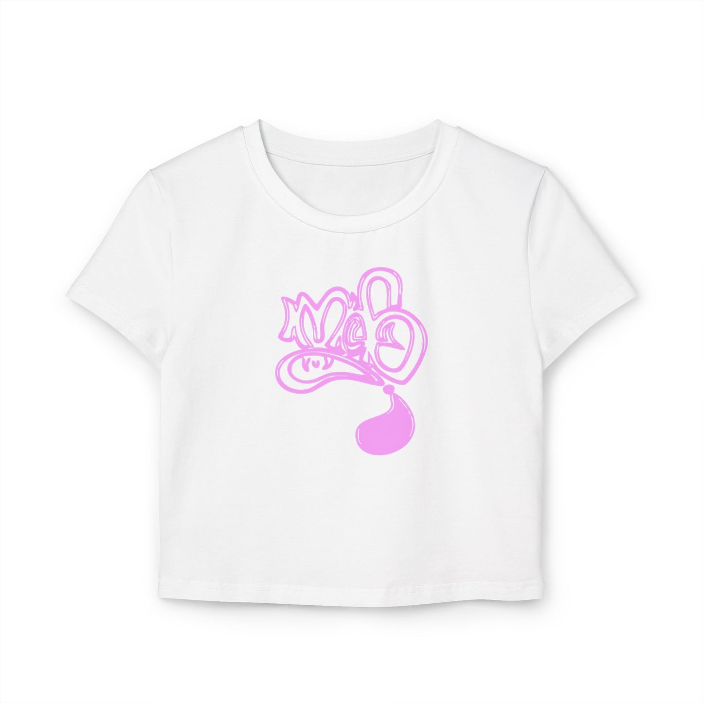 Trendy Women's Baby Tee with Whimsical Pink Design, Casual Summer Top, Statement Tee, Gift for Friends, Cute Cropped Tee