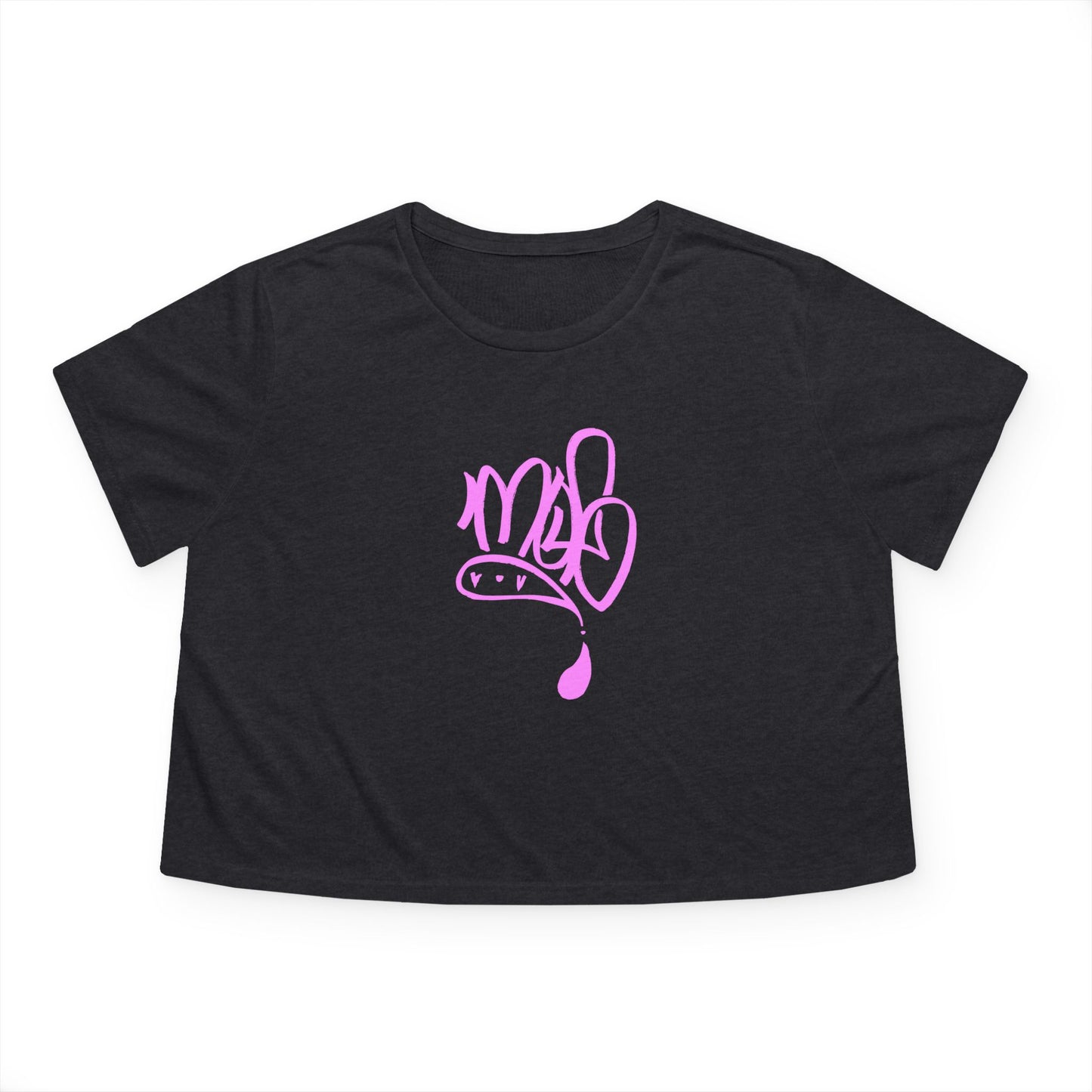 Stylish Women's Flowy Cropped Tee with Pink Design, Casual Wear, Summer Top, Gift for Her, Beach Style, Everyday Comfort