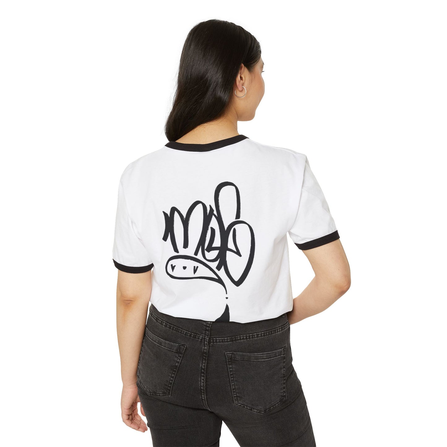 Stylish Unisex Ringer Tee with Creative Graffiti Design, Casual Grunge T-Shirt, Streetwear Top, Funky Art Tee, Gift for Artists