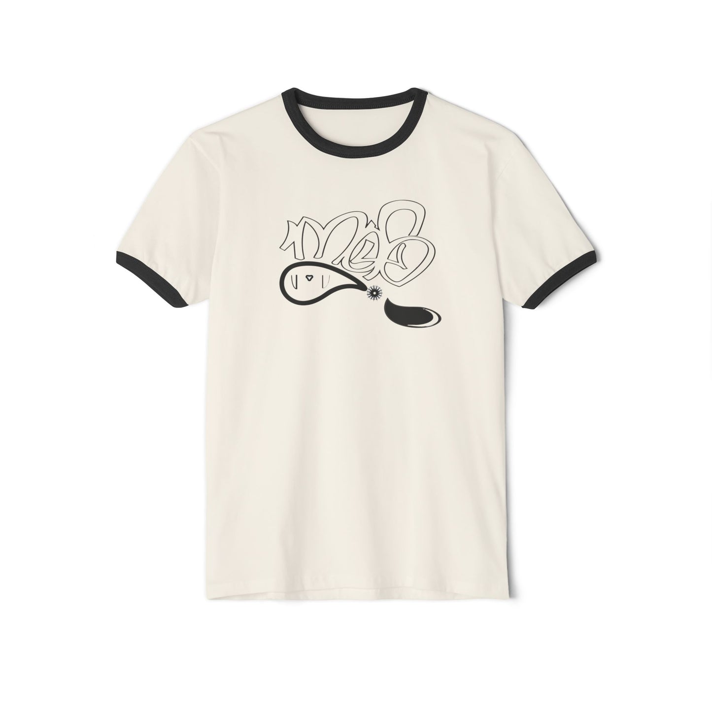 Graffiti-Inspired Unisex Cotton Ringer T-Shirt, Streetwear Style Tee, Casual Graphic Tee, Gift for Art Lovers, Urban Fashion T-Shirt