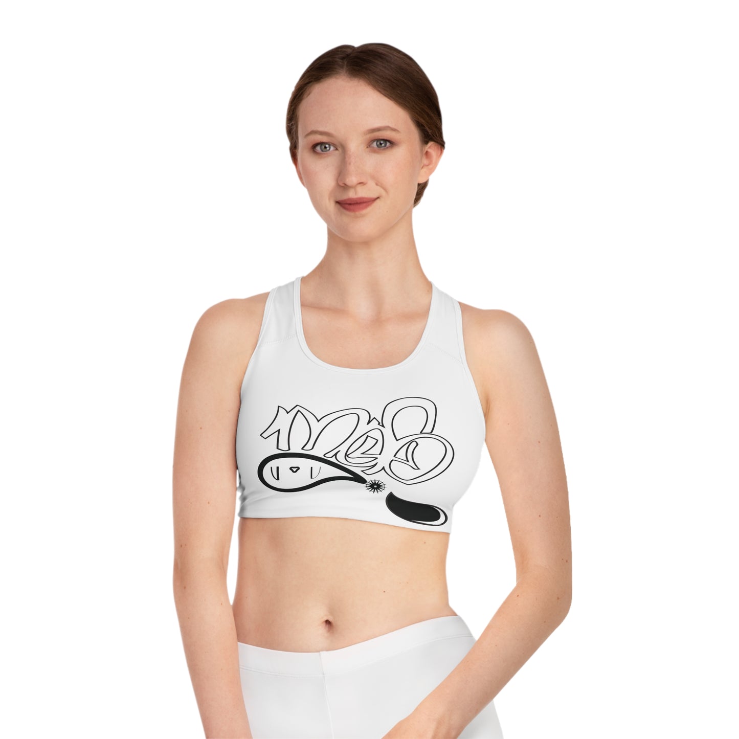 Stylish Sports Bra with Graffiti Design | Motivational Workout Top, Activewear for Gym, Running, Yoga, Gifts for Fitness Enthusiasts