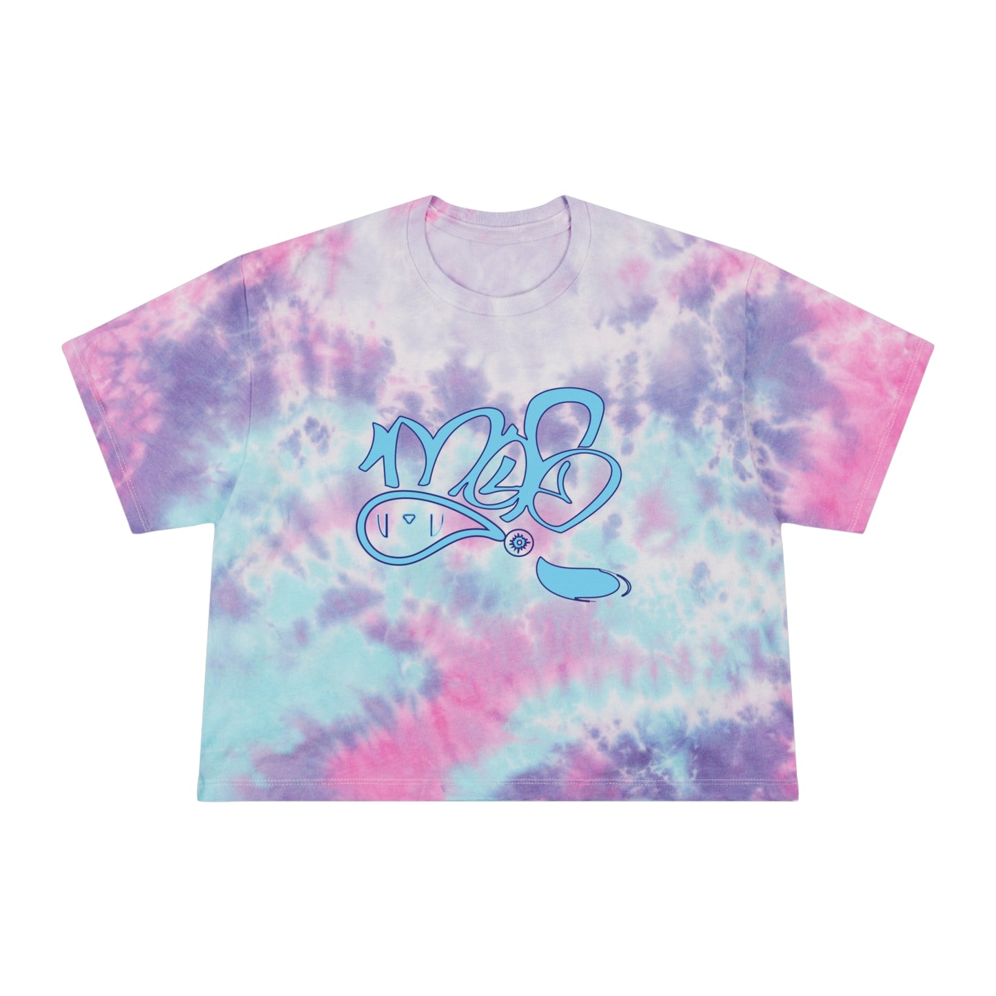 Blue Tie-Dye Crop Tee for Women, Casual Summer Top, Beachwear, Yoga Top, Gift for Her, Boho Fashion