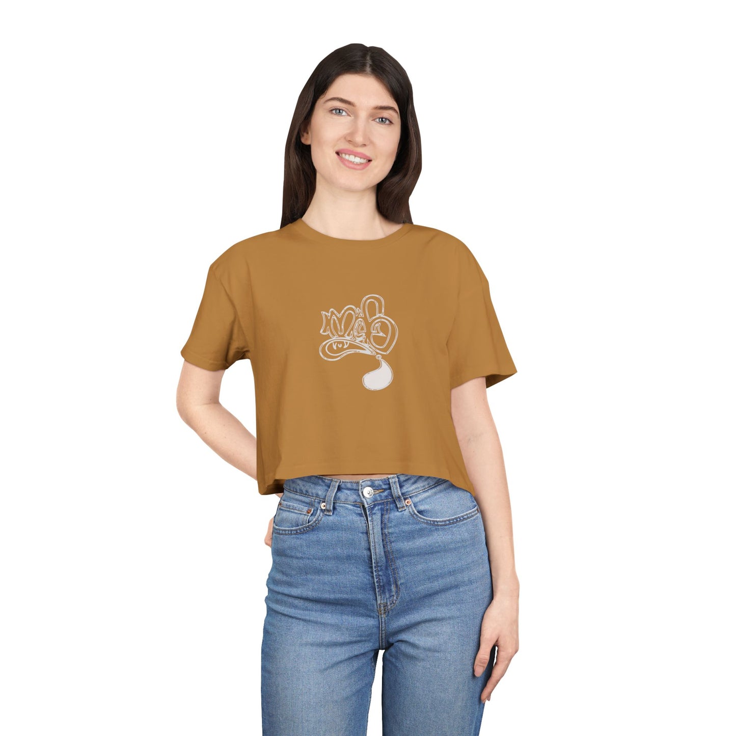 Playful Cartoon Women's Crop Tee, Casual Summer Shirt, Fun Everyday Top, Gift for Friends, Trendy Streetwear