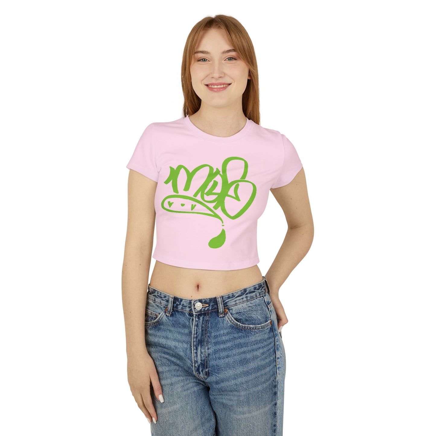 Stylish Women's Baby Tee with Funky Green Graphic, Casual Top, Streetwear, Trending T-Shirt, Gift for Her, Summer Fashion