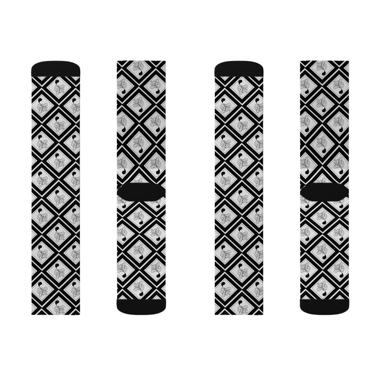 Stylish Sublimation Socks, Unique Gift for Her, Cozy Black and White Patterned Socks, Fun Fashion Accessories, Trendy Sock Designs