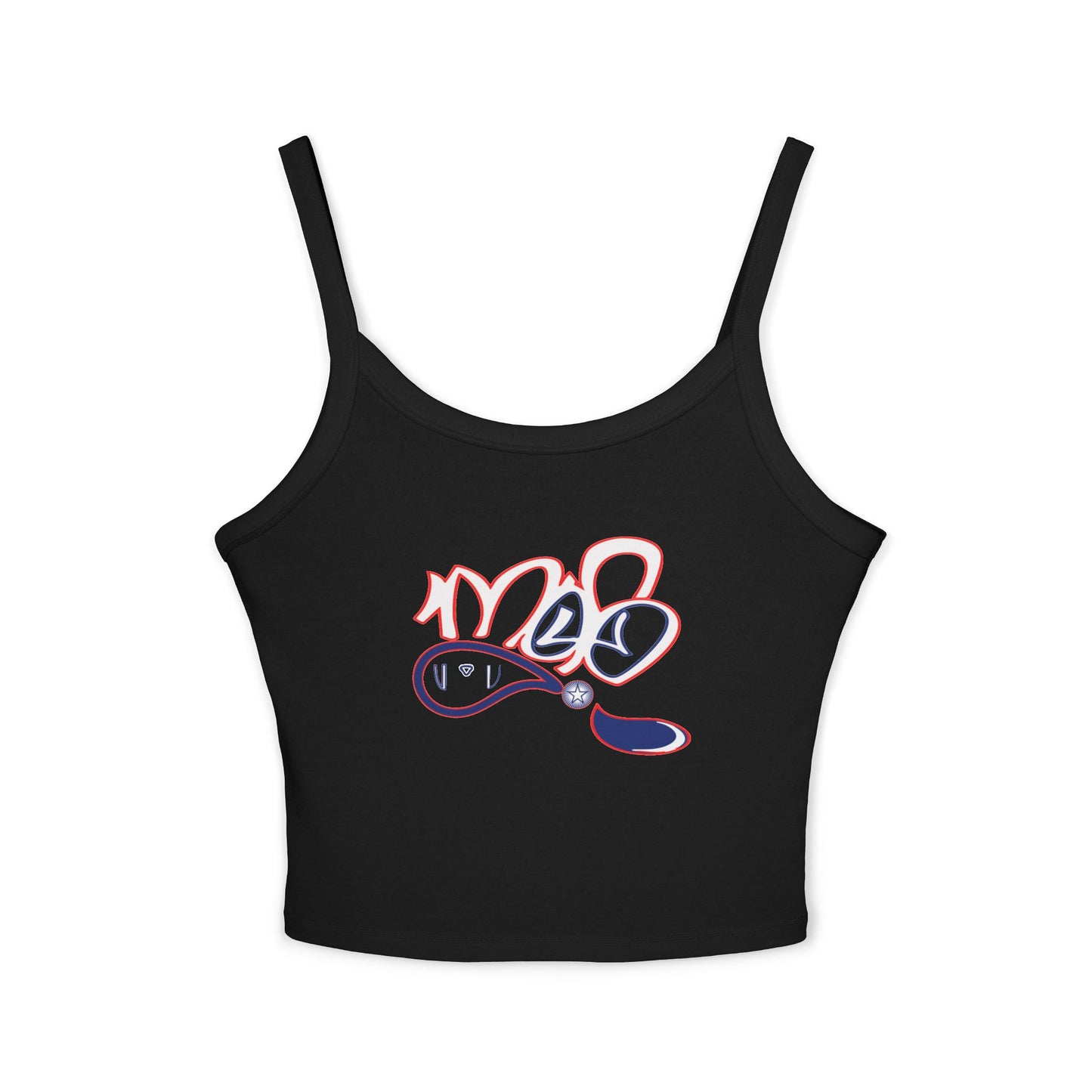 Chic Women's Spaghetti Strap Tank Top with Playful Design, Summer Essential, Beachwear, Casual Layering, Birthday Gift, Festival Fashion