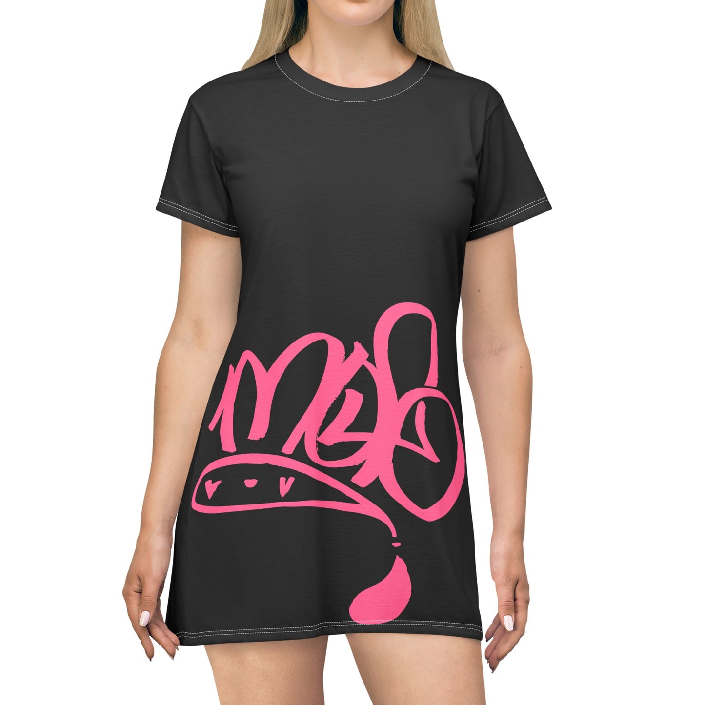 pink mofo logo low T-shirt dress black