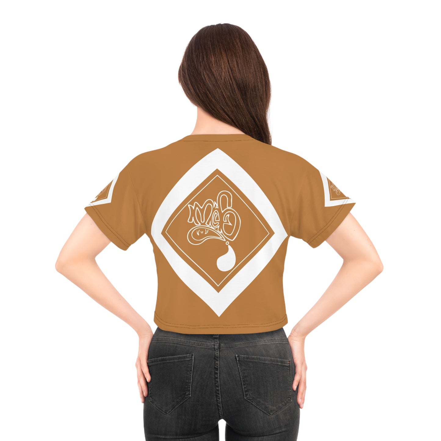 mofo earth gem logo diamond combo light brown crop tee