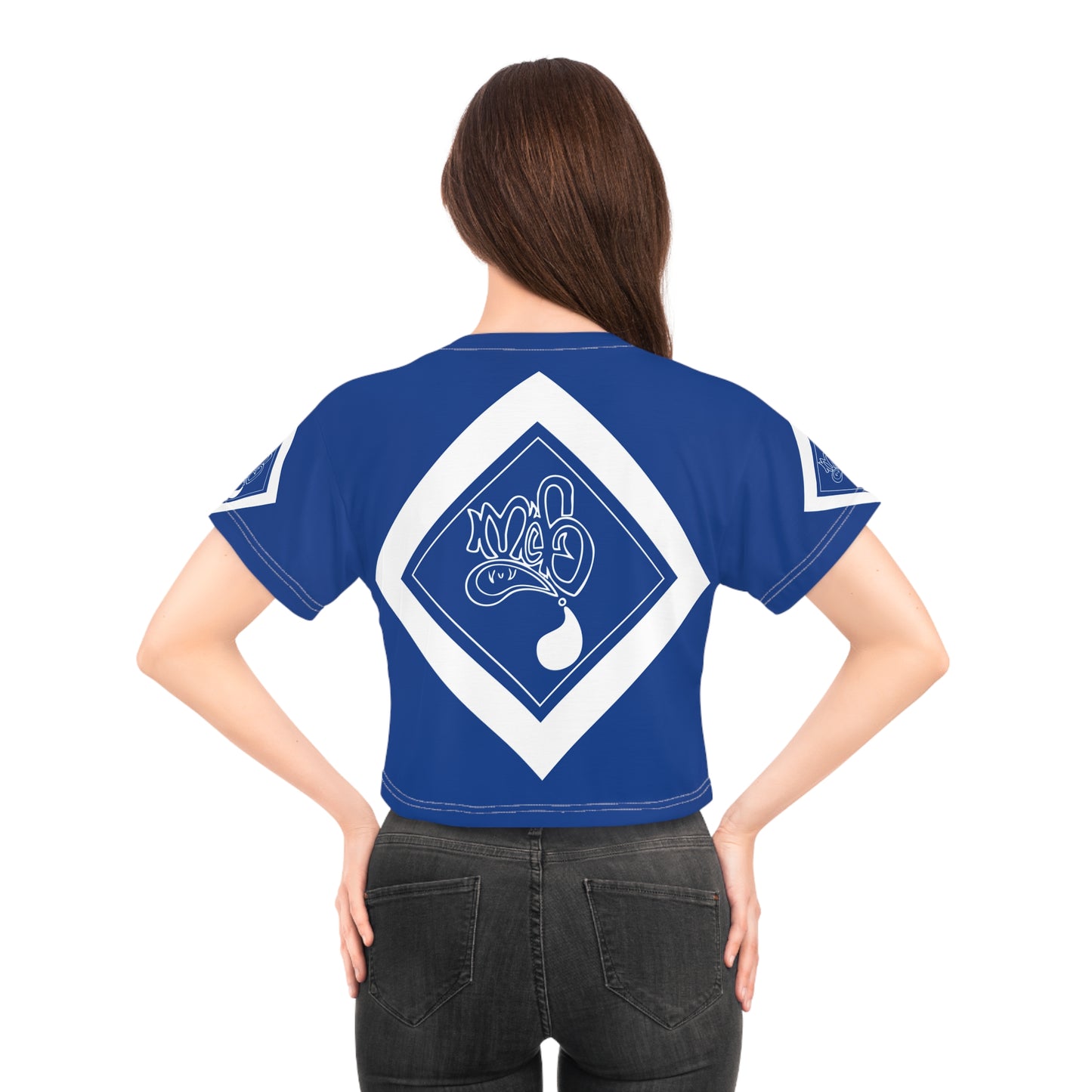 mofo 15star logo diamond combo blue crop tee