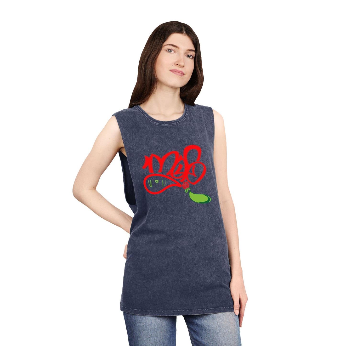 Stylish Stonewash Tank Top with Artistic Design, Casual Summer Wear, Trendy Fashion, Urban Outfit, Gift for Him/Her
