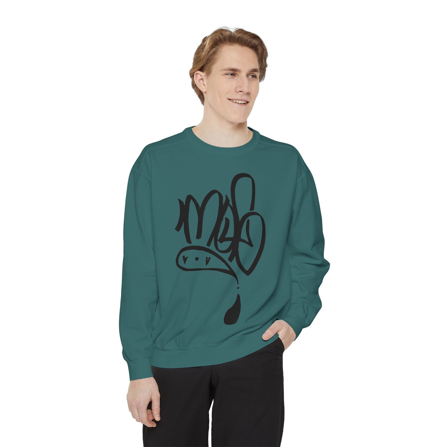 Unisex Garment-Dyed Sweatshirt with Unique Script Design, Cozy Casual Wear, Perfect Gift for Friends, Ideal for Everyday Comfort, [...]