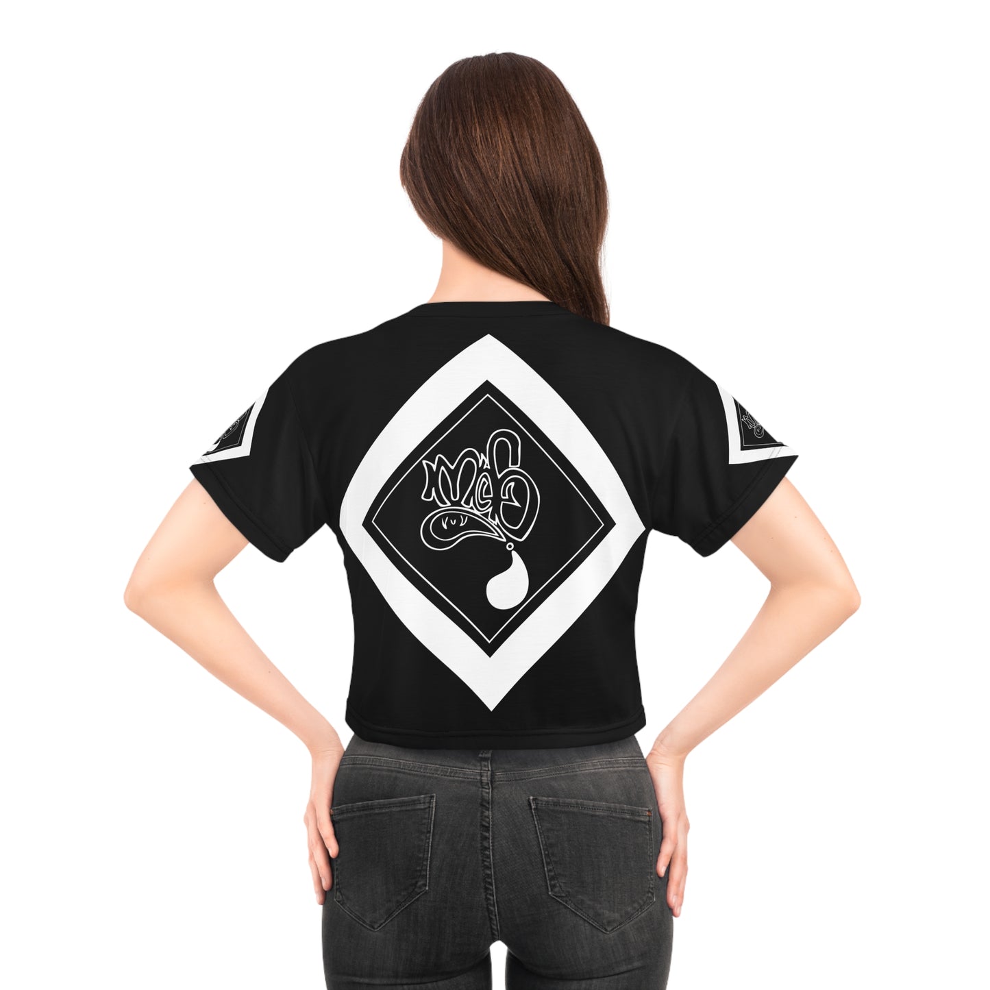 mofo 8ball logo diamond combo black crop tee