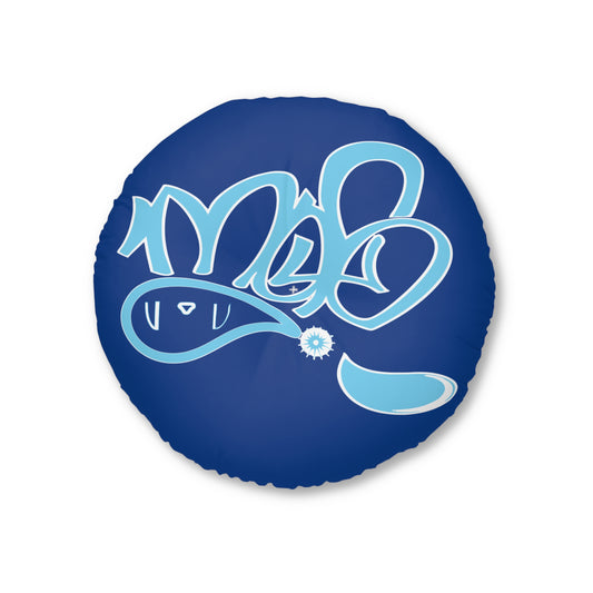 Cozy Tufted Floor Pillow, Round | Funky Blue Decorative Cushion for Living Room, Bedroom, and Meditation