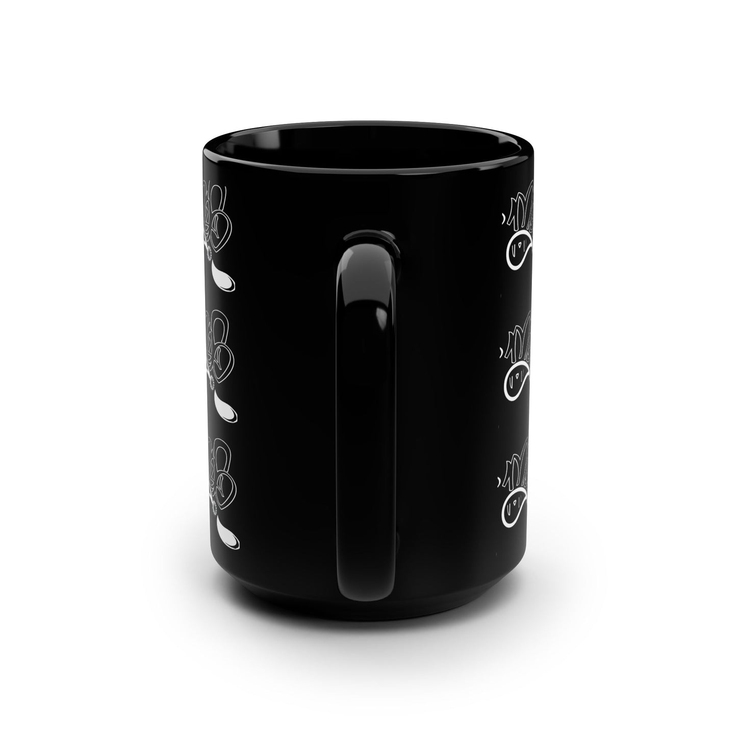 Artistic Black Mug, Unique Design Coffee Cup, Gift for Art Lovers, Modern Decor, Perfect for Birthday, Home and Office Use