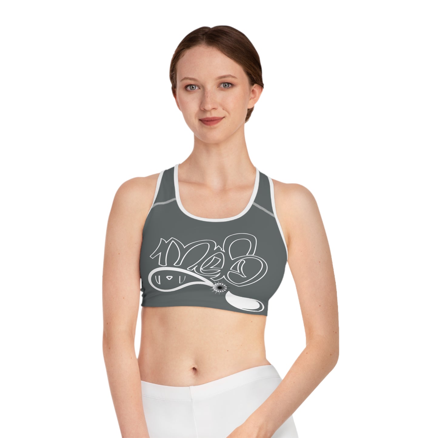 mofo 15star logo sports bra dark grey