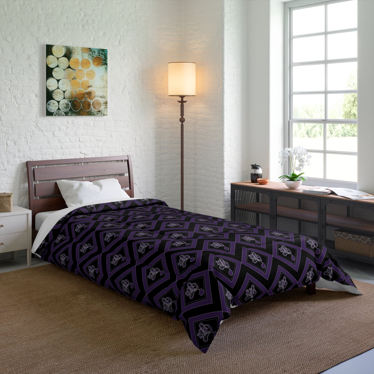 Elegant Gothic Comforter for Cozy Bedroom Décor, Dark Purple Bedding, Unique Home Accents, Perfect Gift for Halloween, Gothic Style