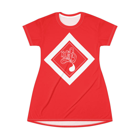 Vibrant Red Graphic T-Shirt Dress for Fun Days, Casual Wear, Trendy Summer Style, Perfect Gift for Birthdays, Music Festivals