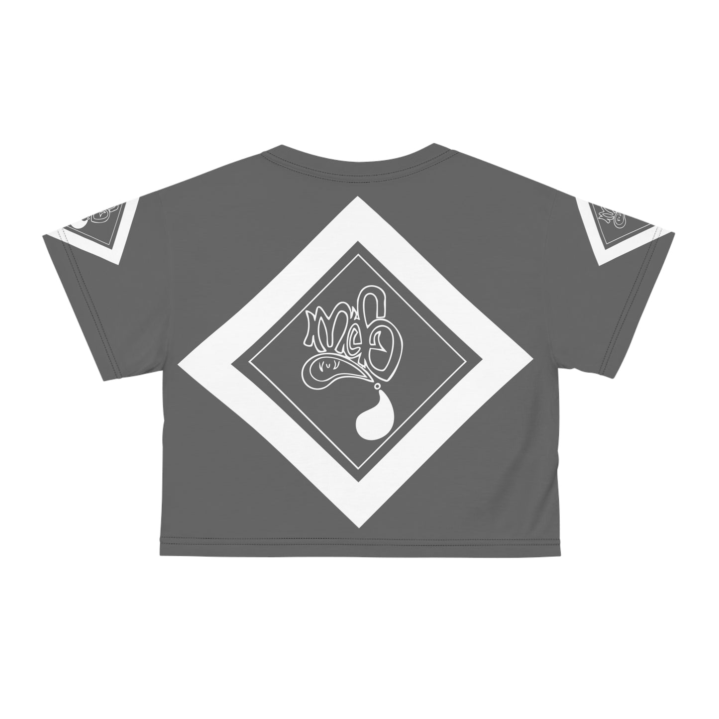 mofo 15star logo diamond combo dark grey crop tee