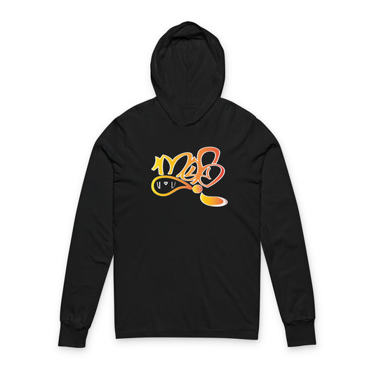 Unisex Hooded Long Sleeve Tee with Vibrant Graffiti Design | Casual Wear, Street Style, Gift for Him, Her, Contemporary Fashion