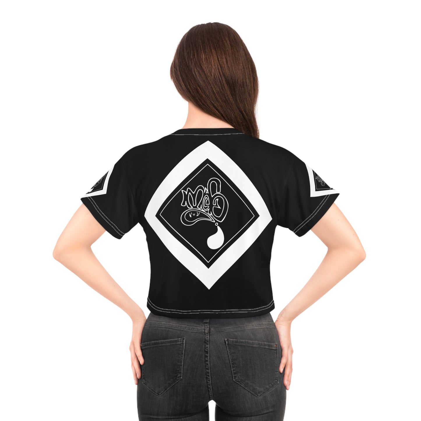 mofo 15star logo diamond combo black crop tee