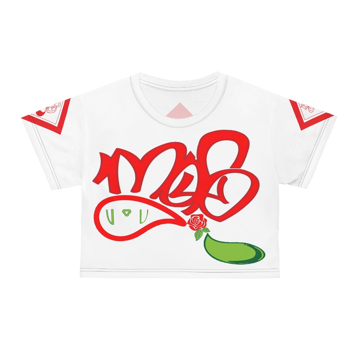 mofo rose logo diamond combo crop tee white