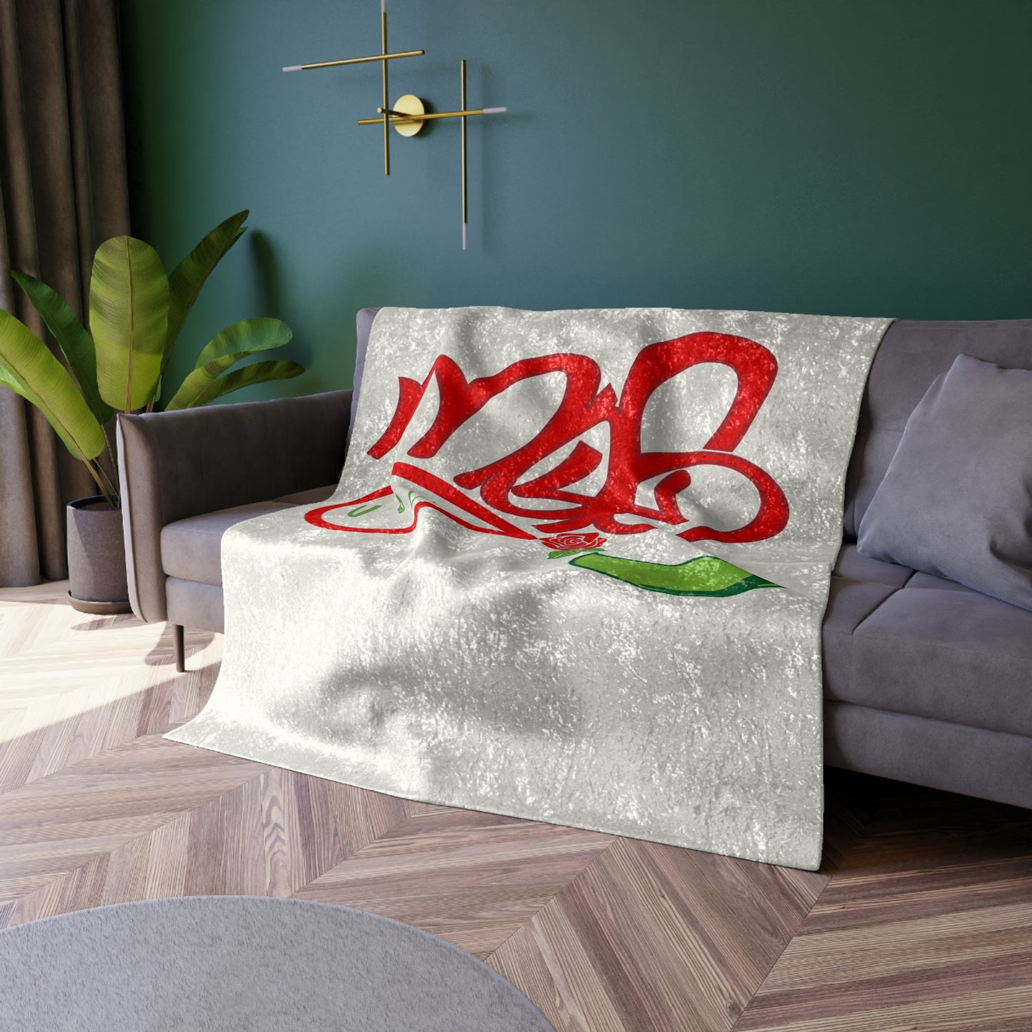 Cozy Crushed Velvet Blanket with Playful Design, Soft Throw, Home Decor, Gift for All Occasions, Holiday Blanket, Warm Decor