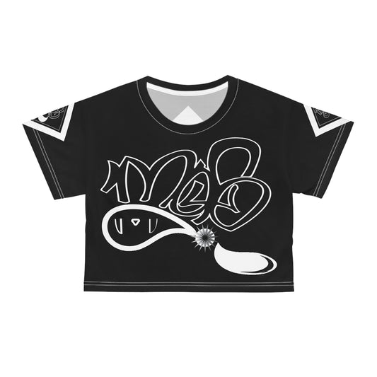 mofo15star logo diamond combo black crop tee