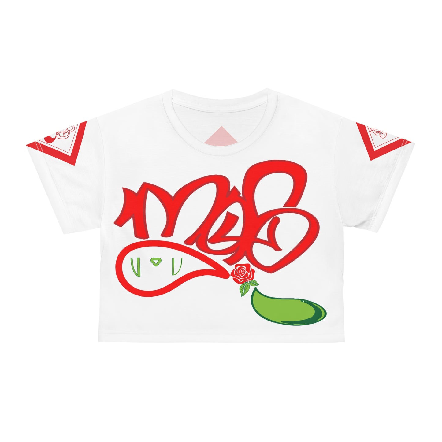 mofo rose logo diamond combo crop tee white